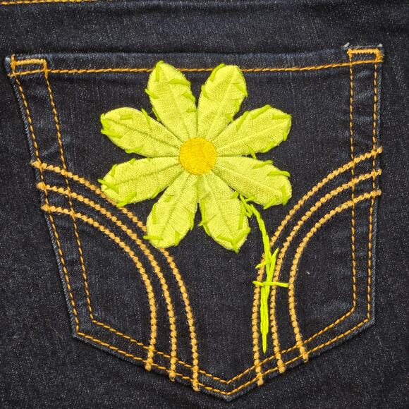 Custom Hollister Patchwork Flare Jeans Juniors 7R (28x32) Dark Y2K Patched - Picture 10 of 16